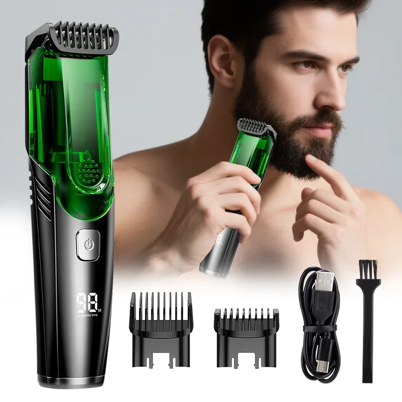 Men'S Grooming Vacuum - Cordless Men Beard Trimmer Electric Shaver