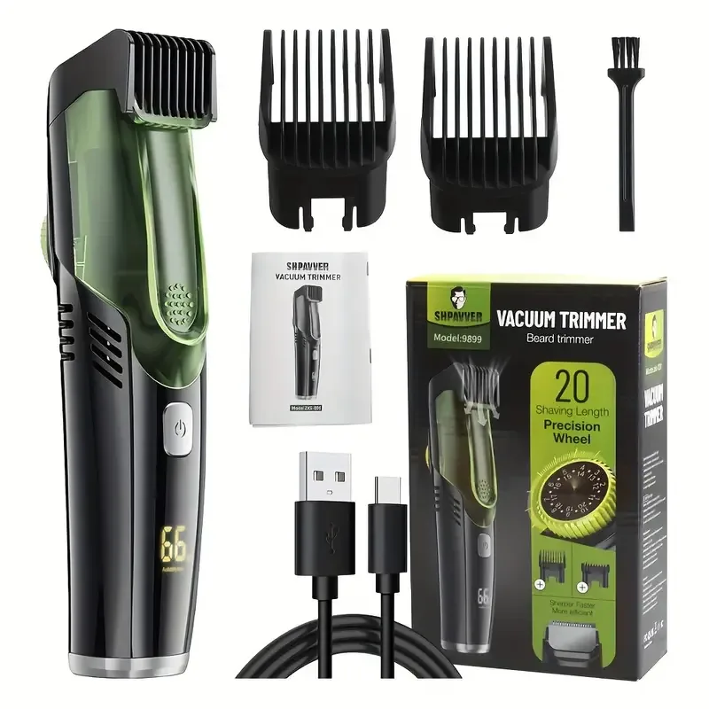 Men'S Grooming Vacuum - Cordless Men Beard Trimmer Rechargeable Electric