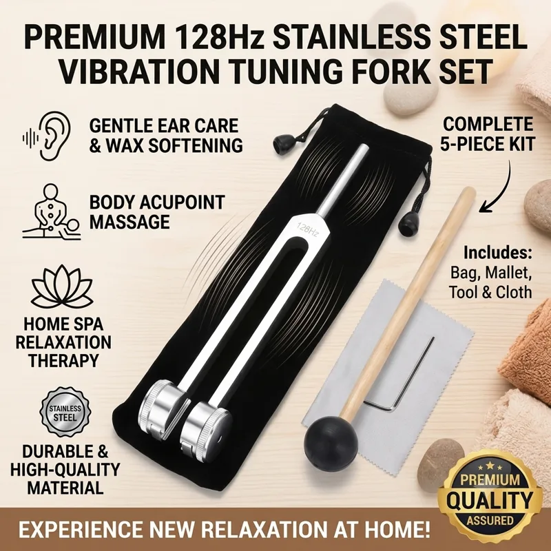 Ear Wax Remover - 128Hz Tuning Fork Set Stainless Steel