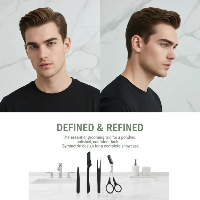 Men Grooming Home - 3pcs Stainless Steel Eyebrow Kit Women