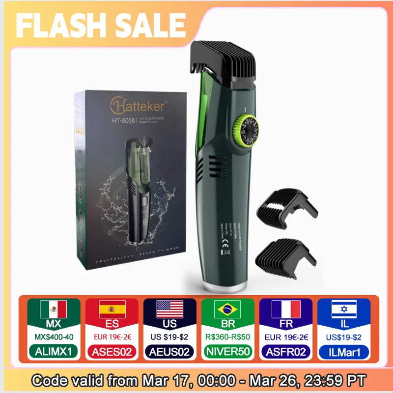 Men'S Grooming Vacuum - Cordless Men Beard Trimmer Rechargeable Electric