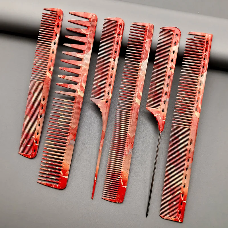 Men'S Grooming Studio - 6Pcs Barber Comb Set, Personalized Hairdressing