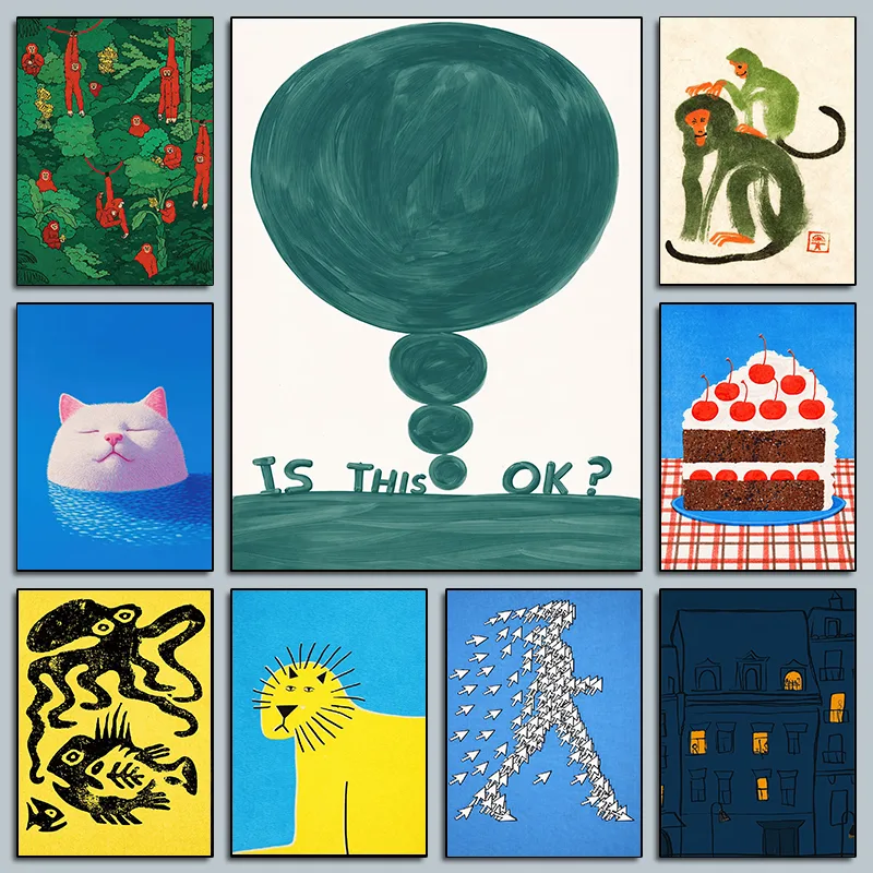 Men Grooming Home - Abstract Two Monkeys Grooming Posters Cursor