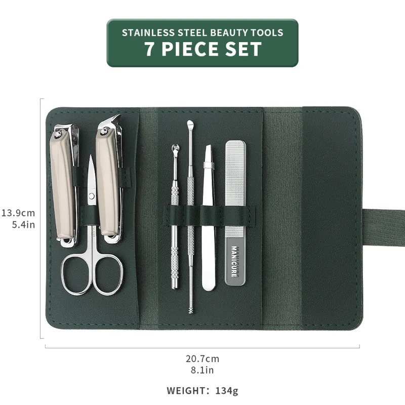 Mens Grooming Kit Gift Set - 7 pcs Stainless Steel Manicure Set,