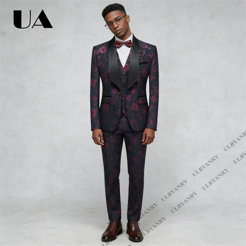 Men'S Grooming Pictures - ULBYANRY Floral Jacquard Suit Set (Jacket