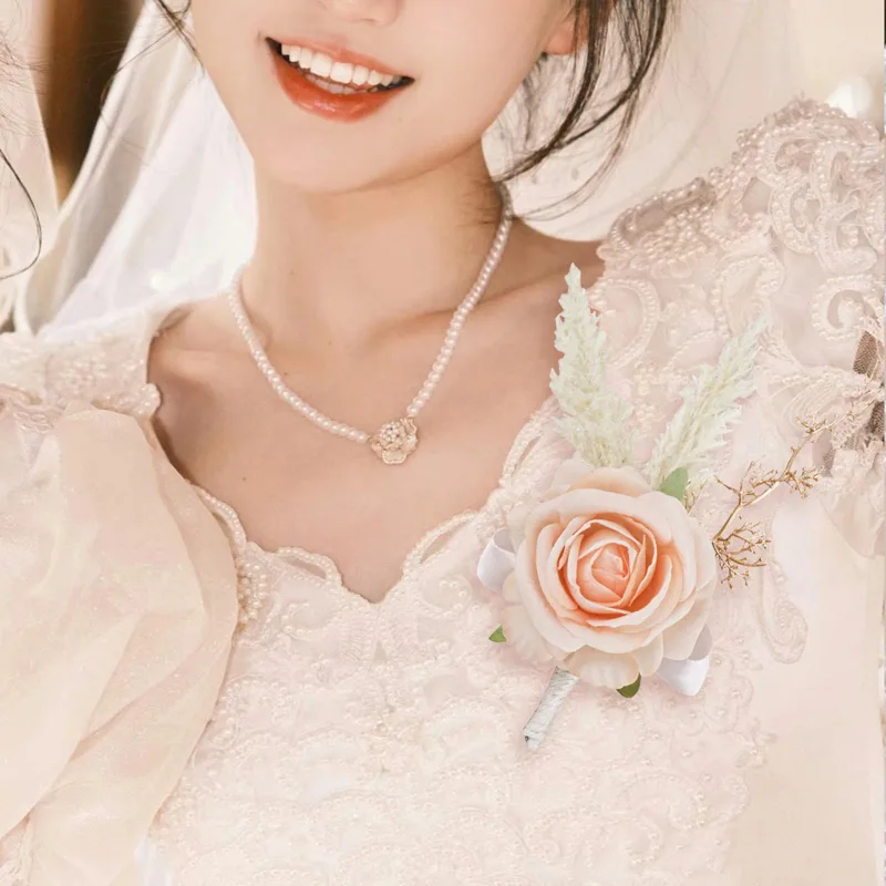 Men Grooming Home - Elegant Rose Boutonniere Handmade Artificial Flower