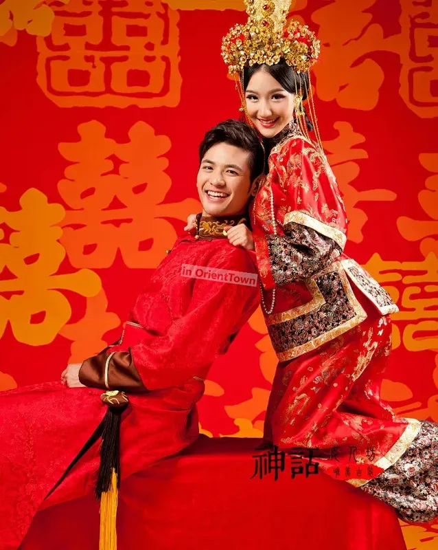 Men'S Grooming Studio - Bride groom Qing Dynasty wedding Robe