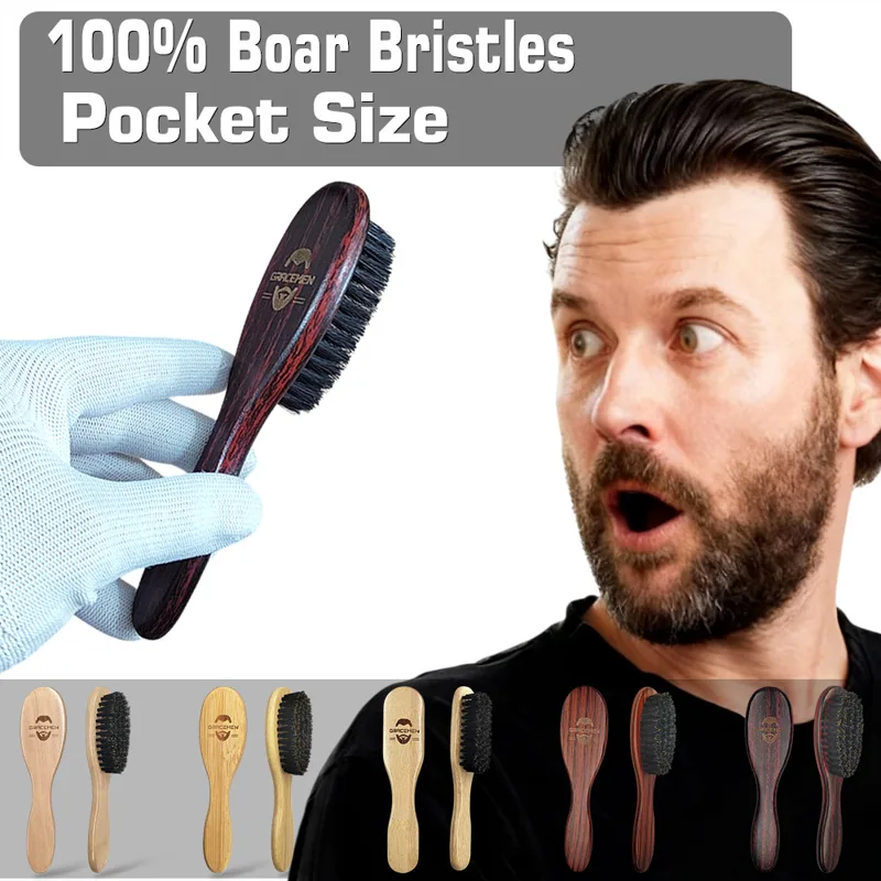 Men'S Grooming Pictures - Mini Boar Bristle Beard Brush for