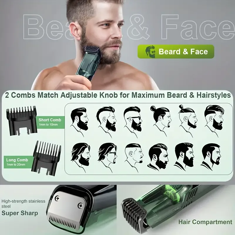 Cordless Men Beard Trimmer Rec - Men'S Grooming Vacuum recension och pris