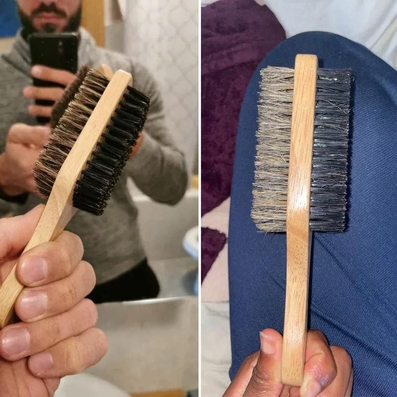 Beard Brush with Natural Woode - Men'S Grooming Essentials recension och pris